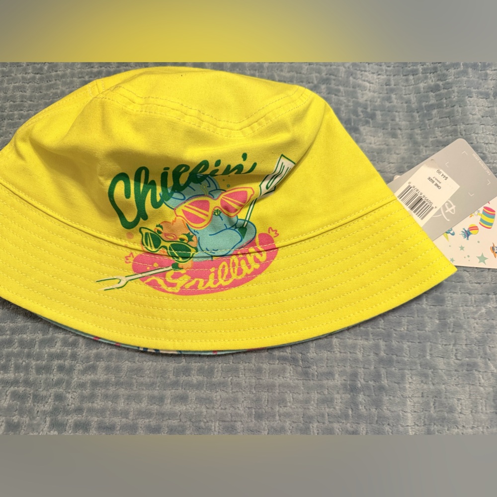 Disney Pixar Toy Story Yellow reversible Bucket Hat with Graphic Design NWT